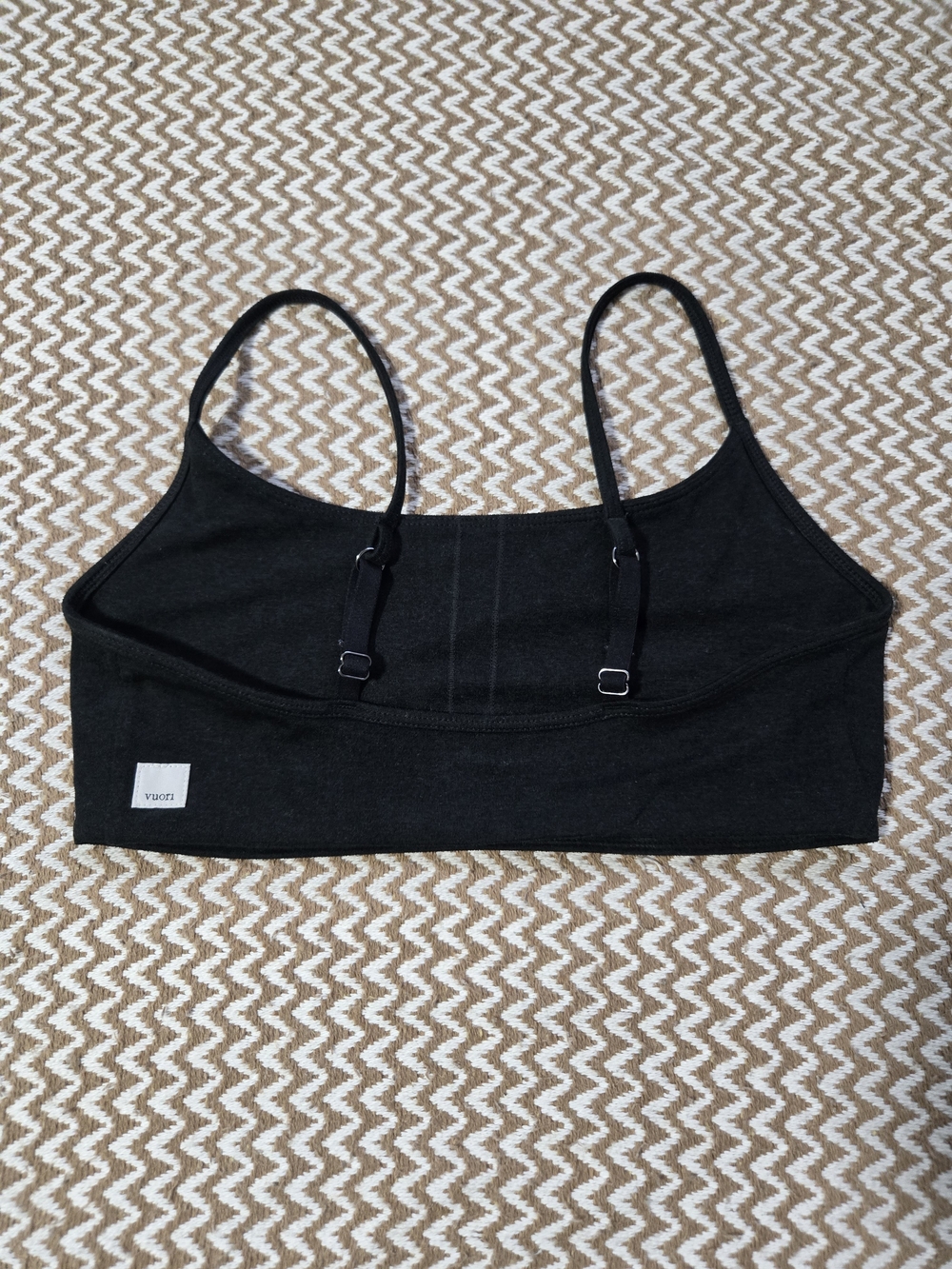 Vuori Black Seamless Adjustable-Strap Bralette